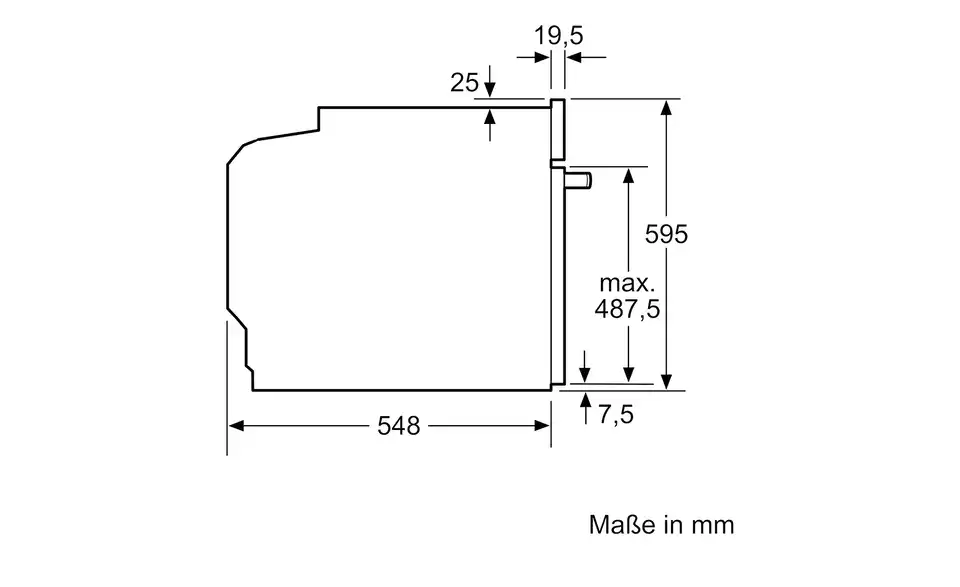 SIEMENS Einbau-Backofen HB578GBS3, Bemaßung