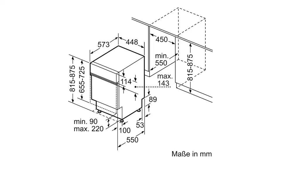 BOSCH Einbau-Geschirrspüler SPI6EMS21E, Bemaßung