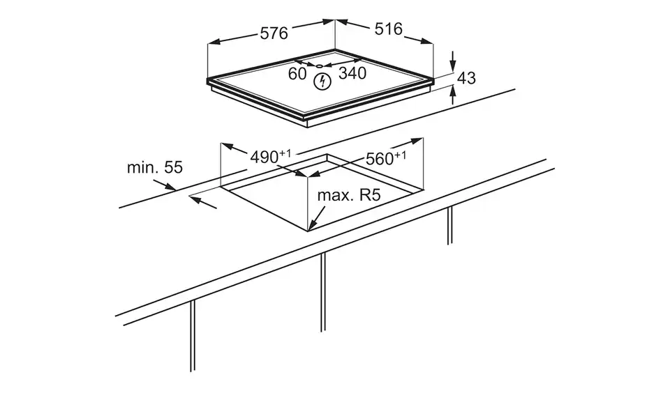AEG Einbau-Herdset COHS25M01, Bemaßung