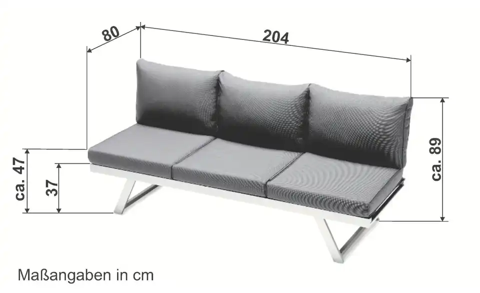 Sieger Loungeliege, Bemaßung