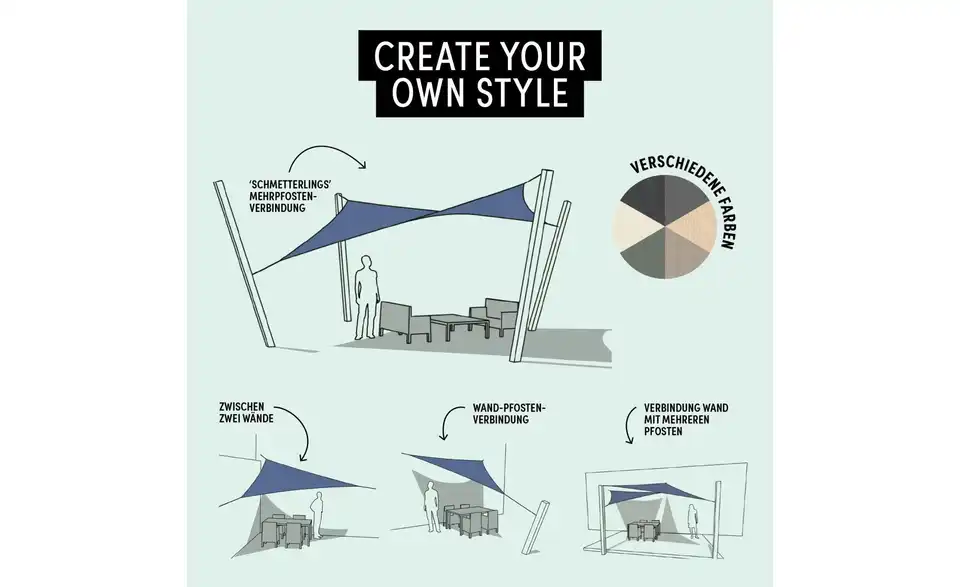 Siena Garden Sonnensegel Quadrat Coolfit, Bild mit Text