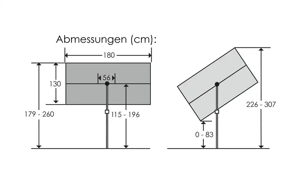 Schneider Schirme Sonnenschirm Avellino, Bemaßung
