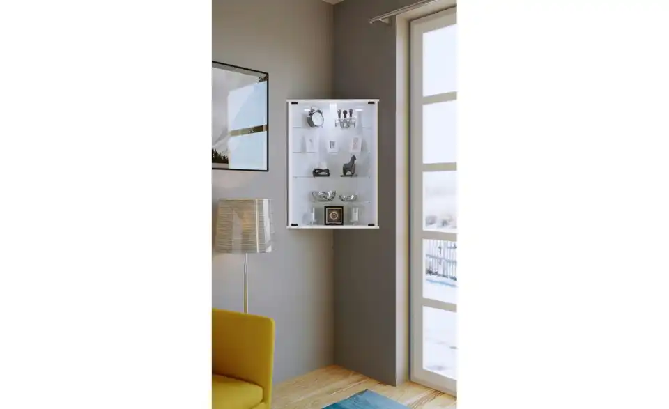 Eckvitrine, in Wohnsituation