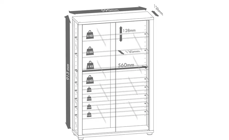 Vitrine, Bemaßung