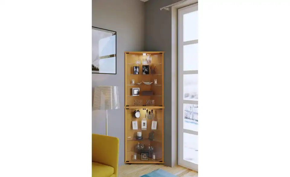 Eckvitrine, in Wohnsituation