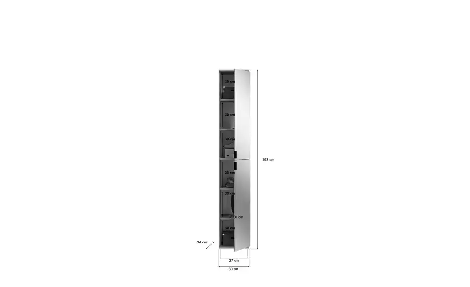 Garderobenschrank, Bemaßung