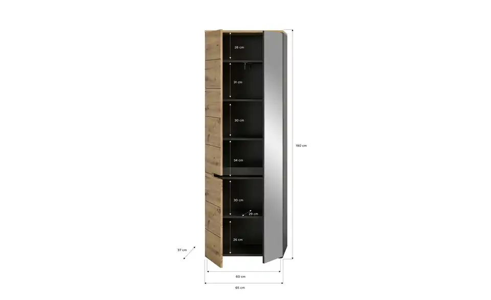 Garderobenschrank, Bemaßung