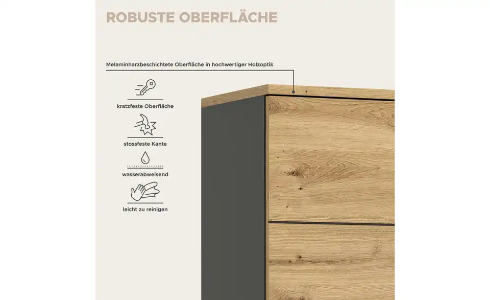 Garderobenschrank, Bild mit Text