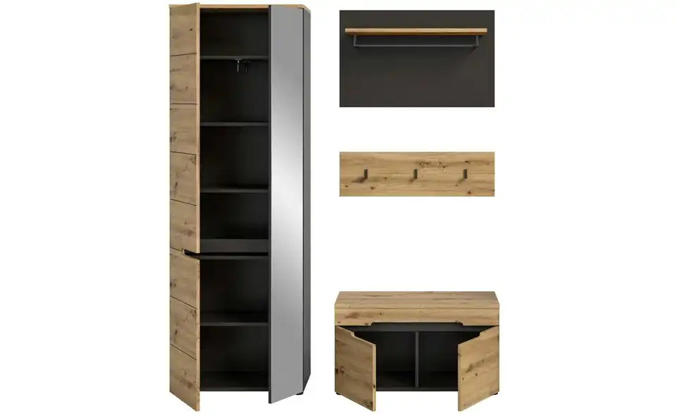 Garderobenkombination, geöffnet