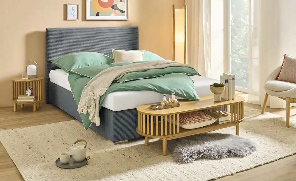 Boxbett Cord, Härtegrad H3, 140x200 cm, in Wohnsituation