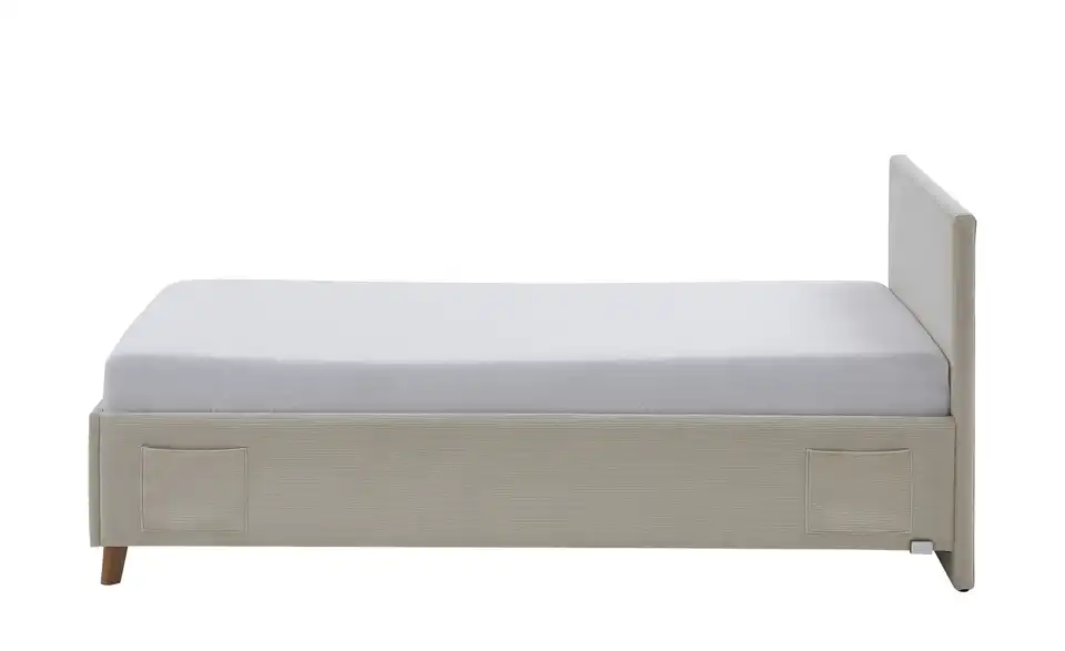 Polsterbett in Cord, Profilansicht