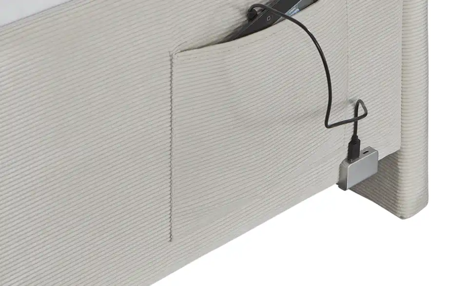 Polsterbett in Cord, Detailansicht