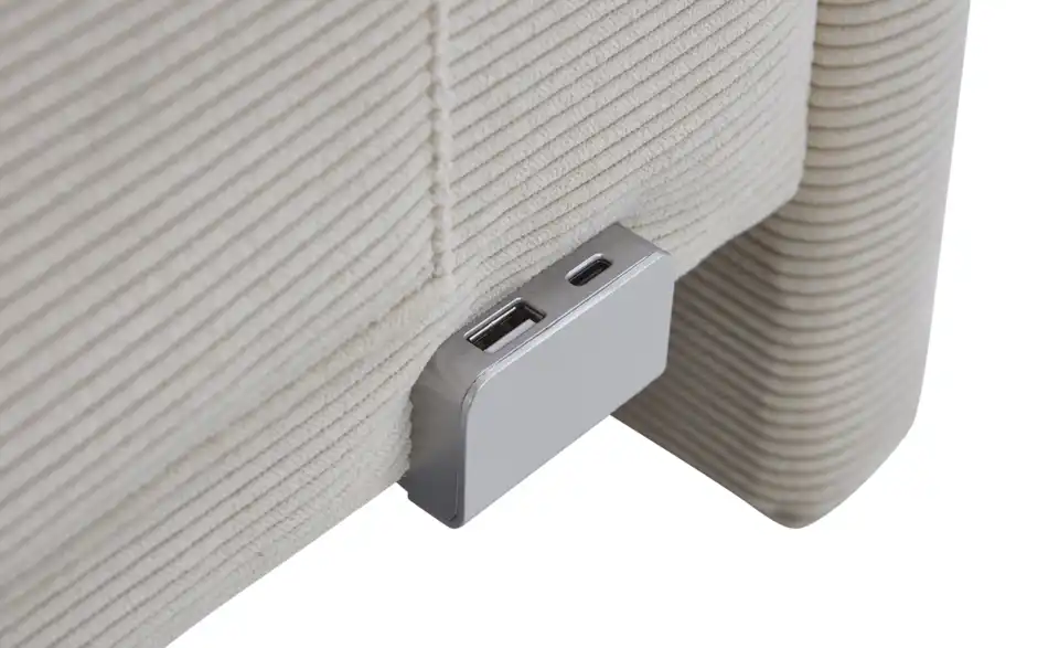 Polsterbett in Cord, Detailansicht