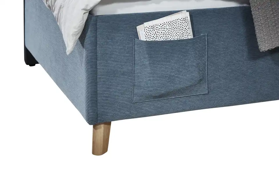 Polsterbett in Cord, Detailansicht