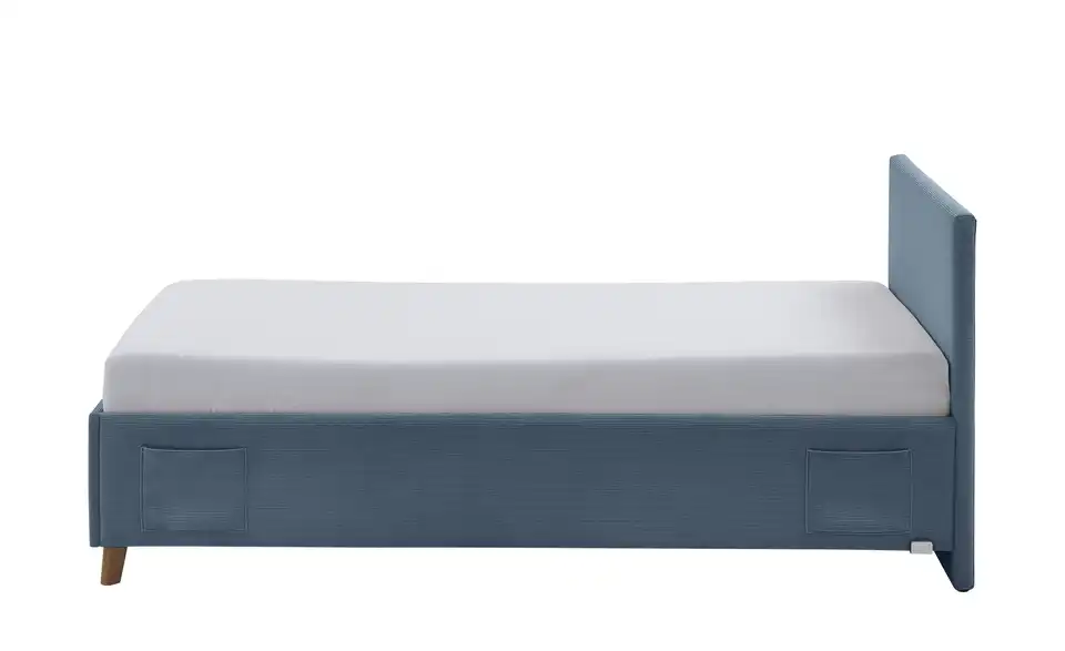 Polsterbett in Cord, Profilansicht