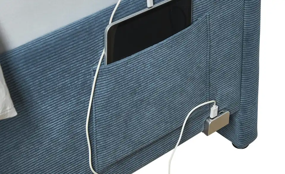 Polsterbett in Cord, Detailansicht