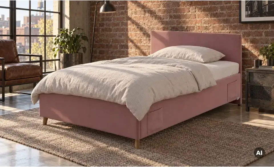 Polsterbett in Cord, in Wohnsituation