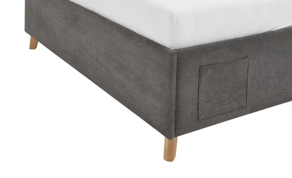 Polsterbett in Cord, Detailansicht