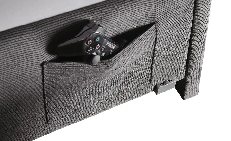 Polsterbett in Cord, Detailansicht