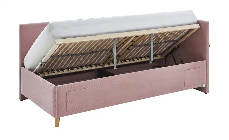 Polsterbett in Cord, Funktionsansicht