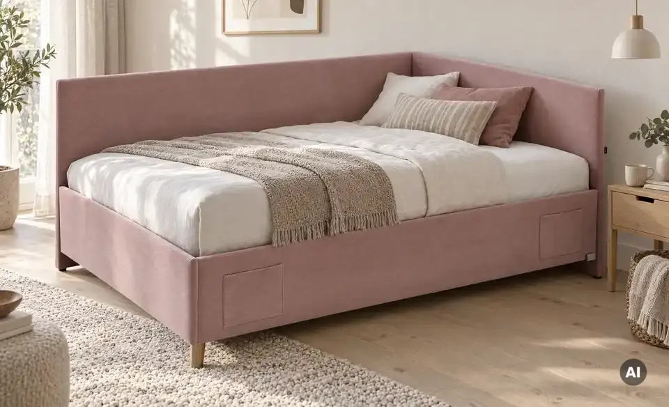 Polsterbett in Cord, in Wohnsituation
