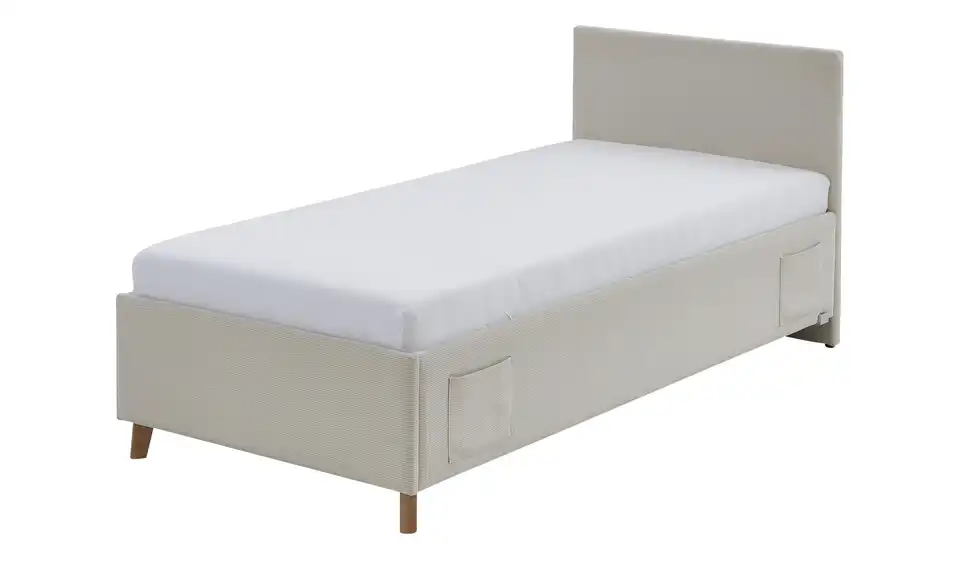 Polsterbett in Cord, Perspektive