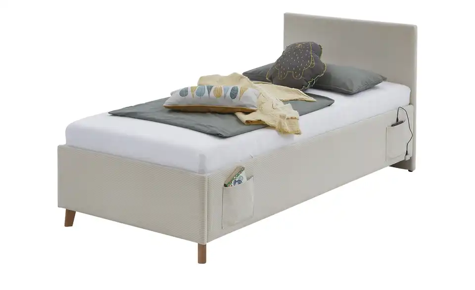 Polsterbett in Cord, Perspektive