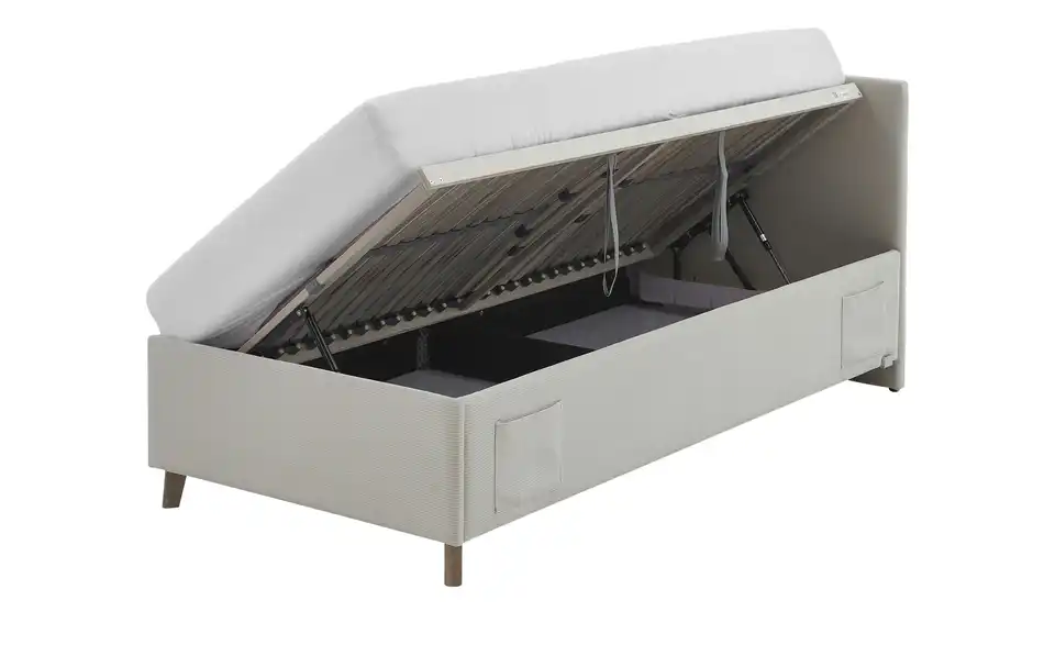 Polsterbett in Cord, Funktionsansicht