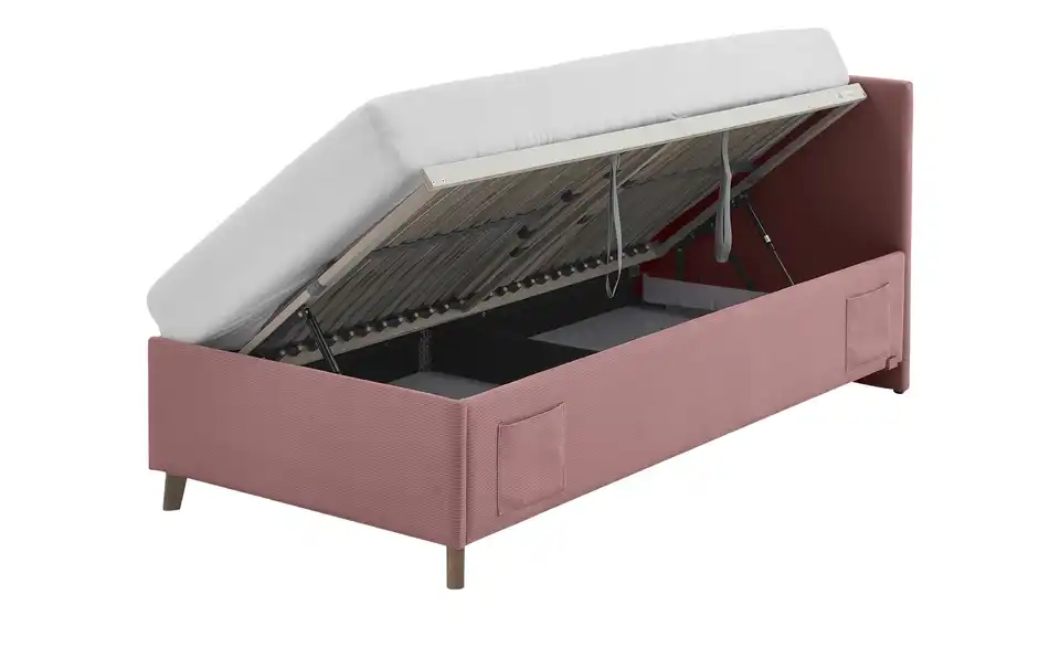 Polsterbett in Cord, Funktionsansicht