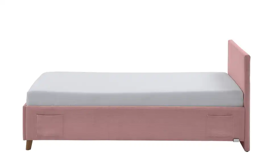 Polsterbett in Cord, Profilansicht