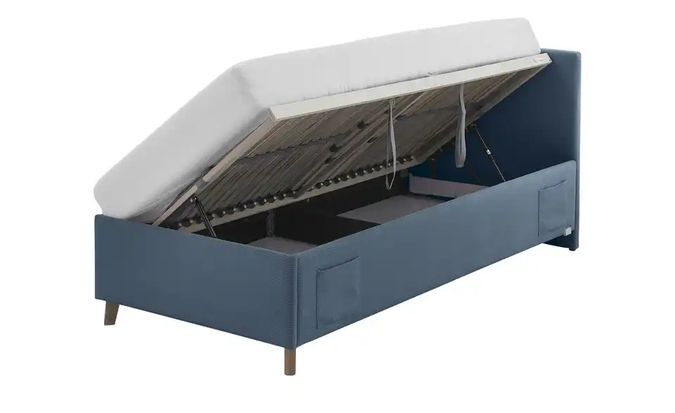 Polsterbett in Cord, Funktionsansicht