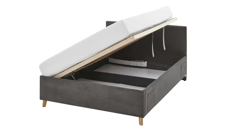 Polsterbett in Cord, Funktionsansicht