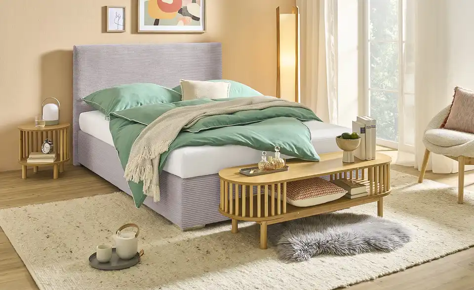 Boxbett Cord, Härtegrad H3, 140x200 cm, in Wohnsituation