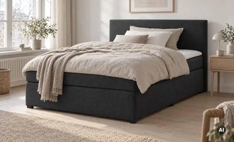 Boxspringbett mit Matratze und Topper, H3, in Wohnsituation