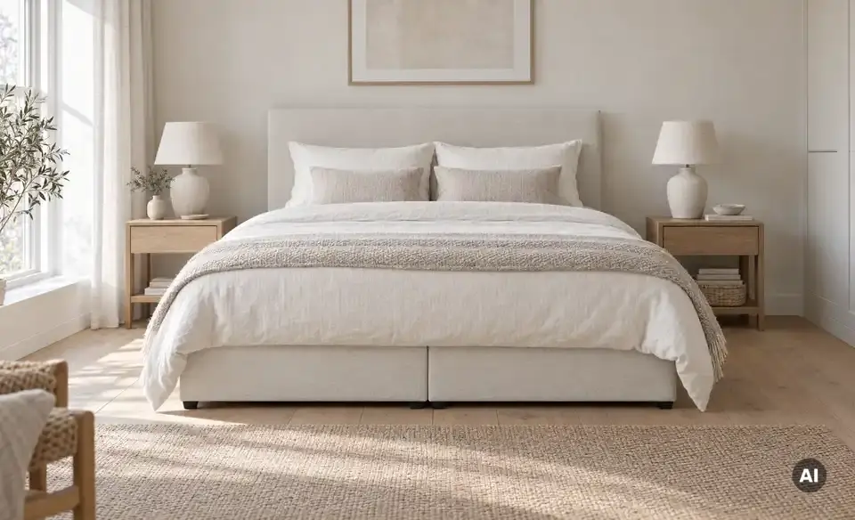 Boxspringbett mit Matratze und Topper, H3, in Wohnsituation