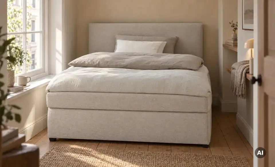Boxspringbett mit Matratze und Topper, H3, in Wohnsituation