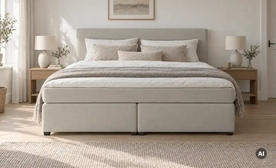 Boxspringbett mit Matratze und Topper, H3, in Wohnsituation