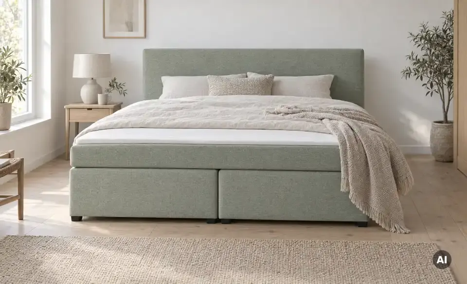 Boxspringbett mit Matratze und Topper, H3, in Wohnsituation