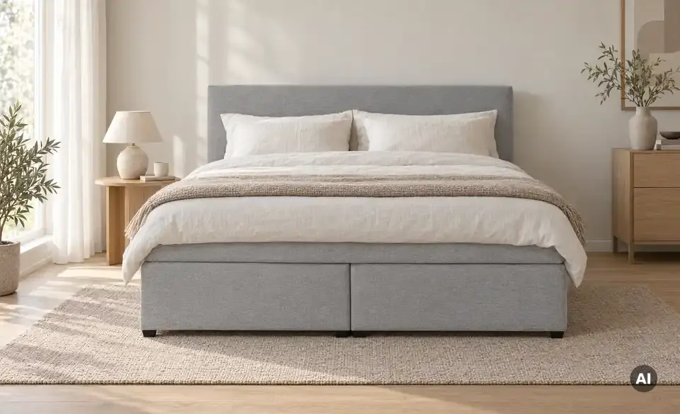 Boxspringbett mit Matratze und Topper, H3, in Wohnsituation