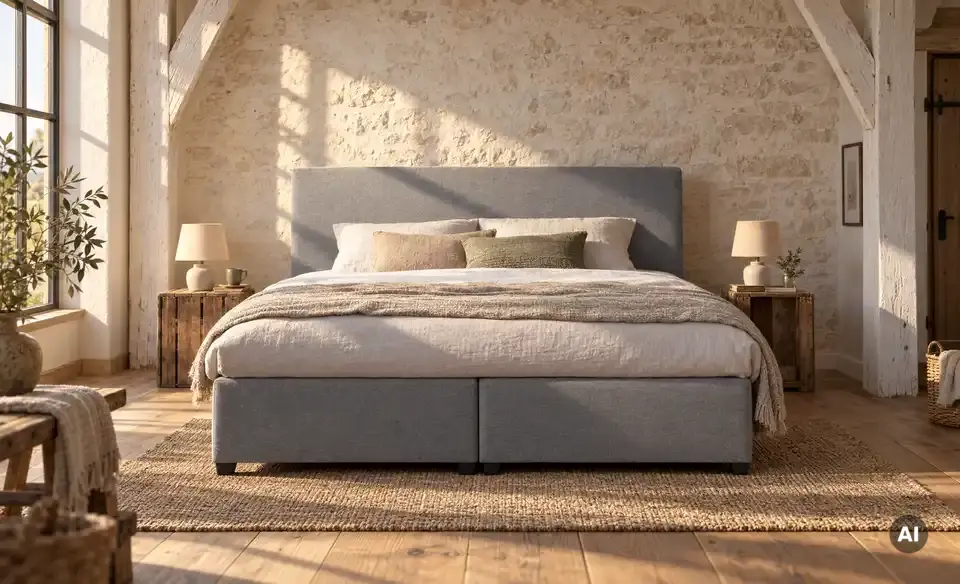 Boxspringbett mit Matratze und Topper, H3, in Wohnsituation
