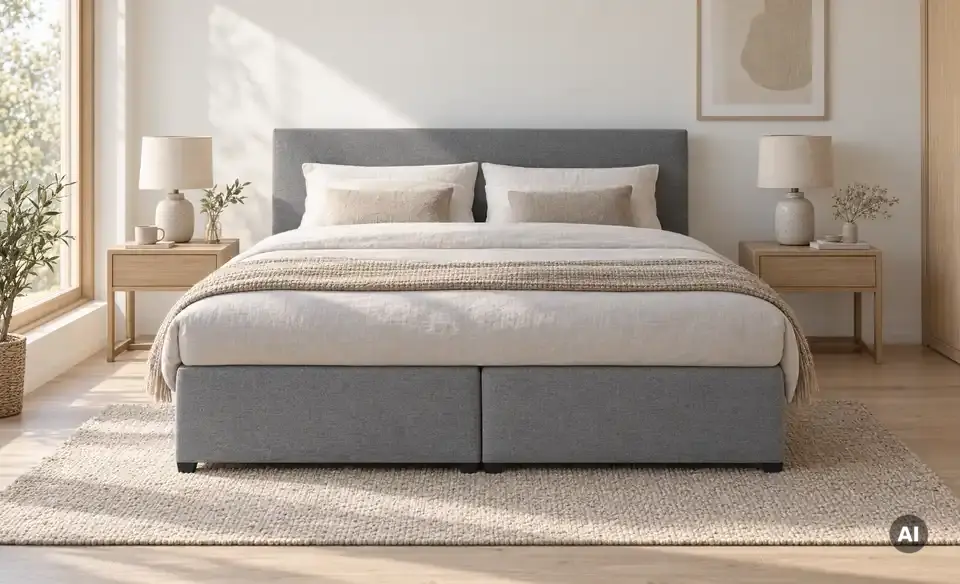 Boxspringbett mit Matratze und Topper, H3, in Wohnsituation