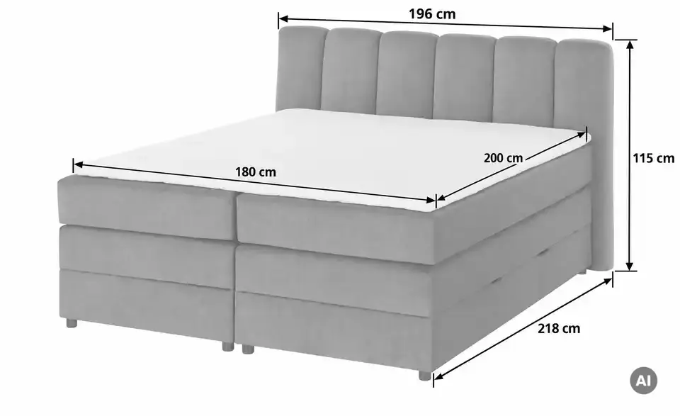 Boxspringbett mit Bettkasten, Detailansicht