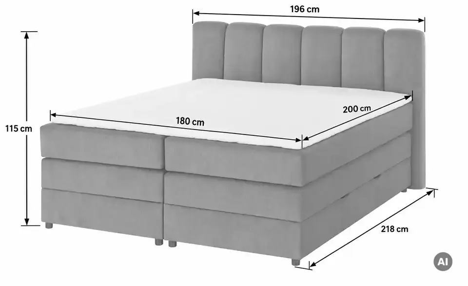 Boxspringbett mit Bettkasten, Detailansicht