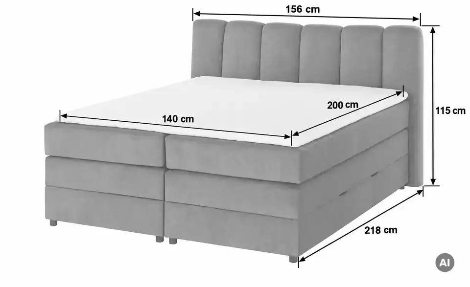 Boxspringbett mit Bettkasten, Detailansicht