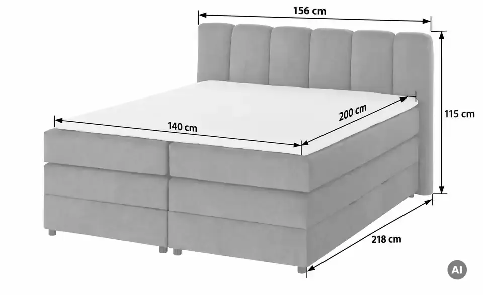 Boxspringbett mit Bettkasten, Detailansicht