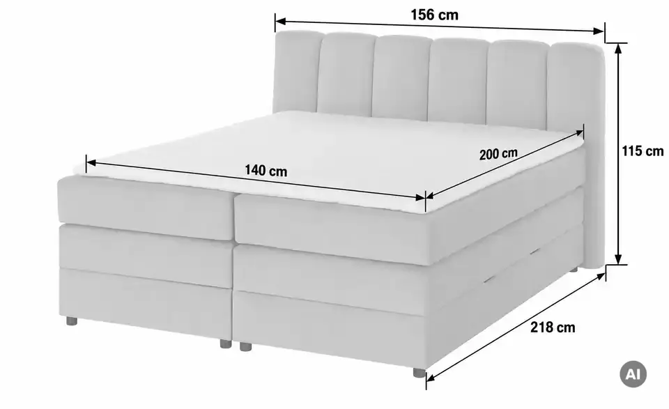Boxspringbett mit Bettkasten, Detailansicht