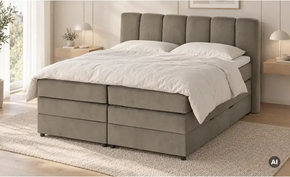 Boxspringbett mit Bettkasten, in Wohnsituation