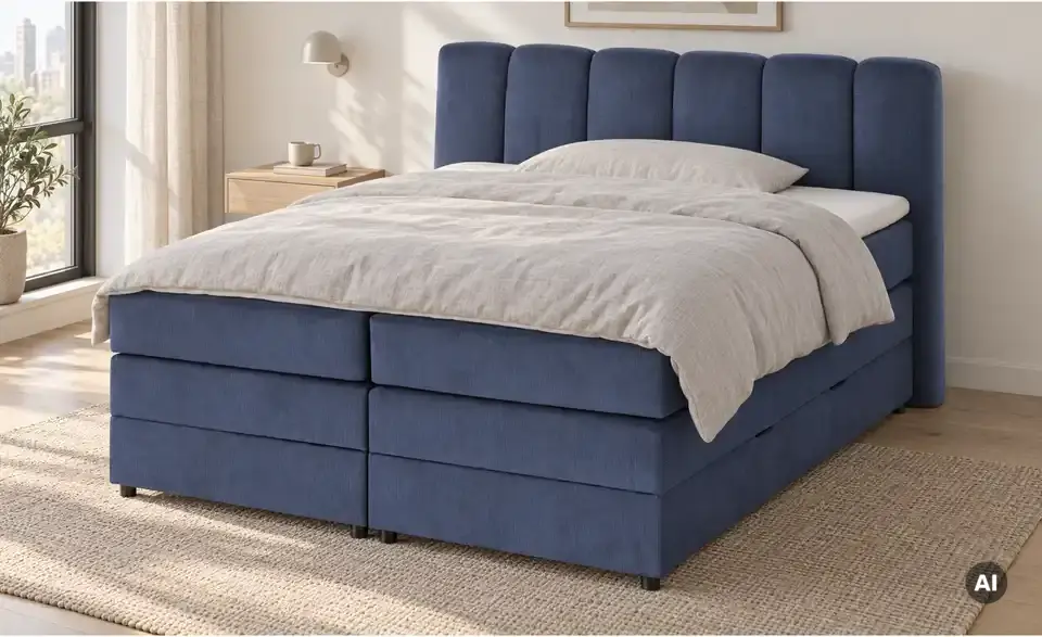 Boxspringbett mit Bettkasten, in Wohnsituation