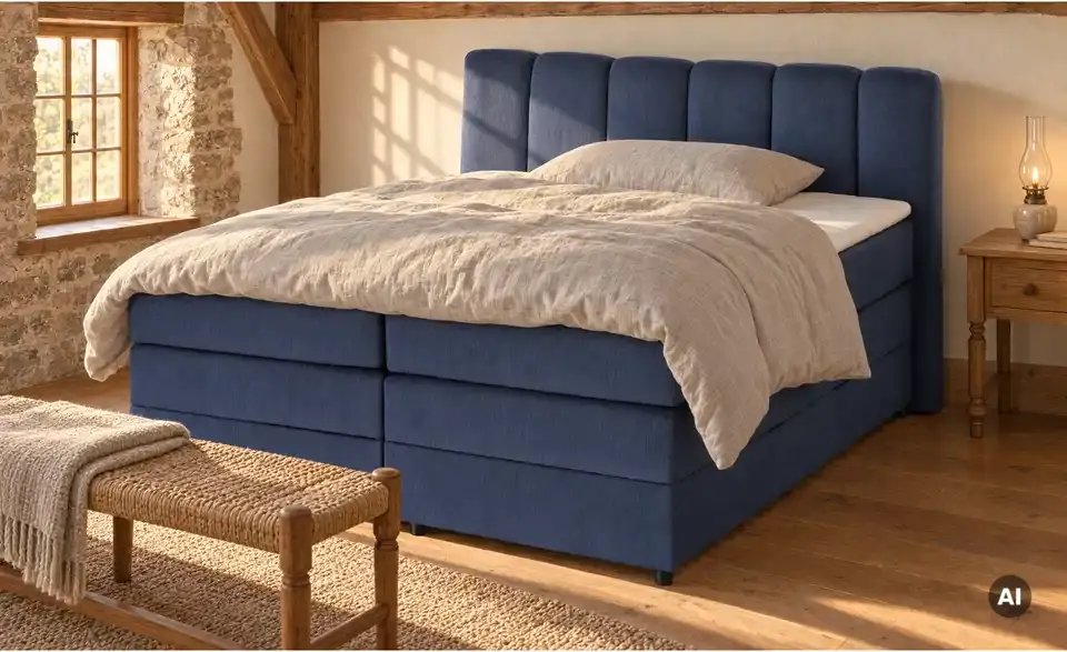 Boxspringbett mit Bettkasten, in Wohnsituation