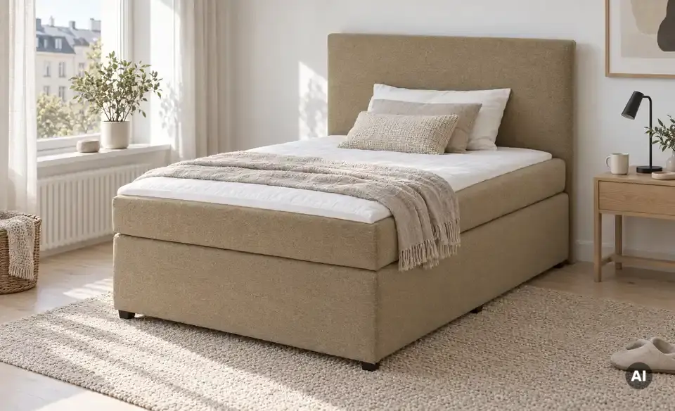 Boxspringbett mit Matratze und Topper, H3, in Wohnsituation